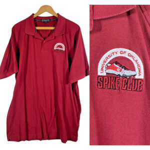OU Spike Club Polo Shirt Size XL Mens Golf Red Knit Oklahoma Sooners Vintage